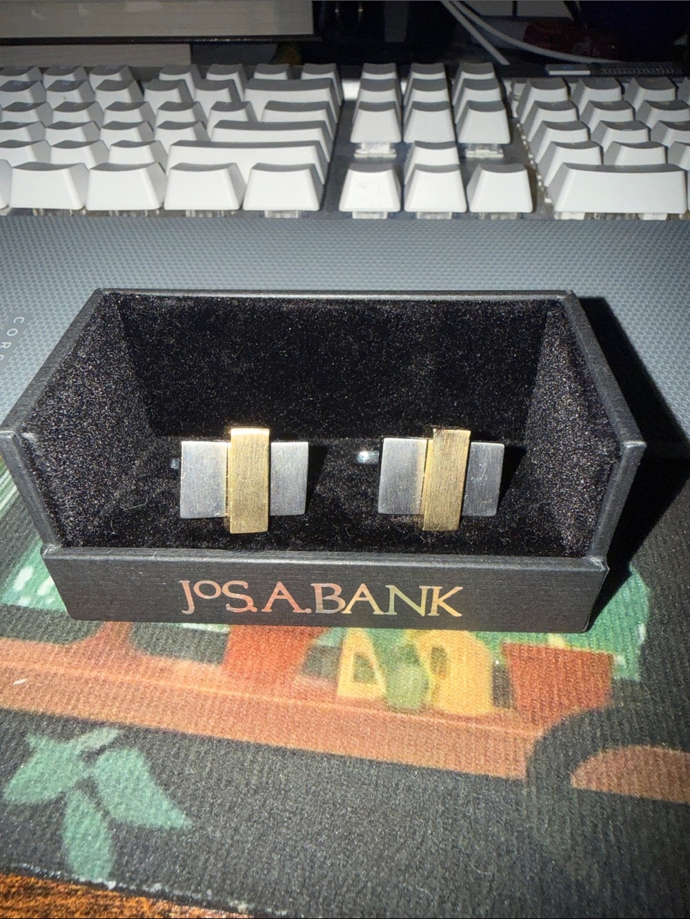 Jos. A. Bank Two-Tone Rectangular Cuff Links in Gold and Silver-Tone